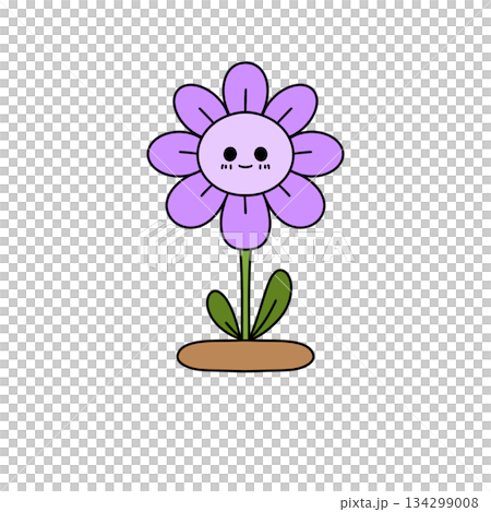 A cartoon flower with a smiley face on it 134299008