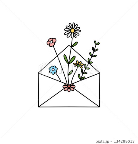 A flowery envelope with a flowery design on it 134299015