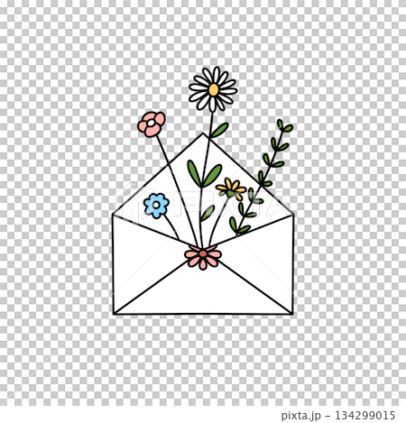 A flowery envelope with a flowery design on it 134299015