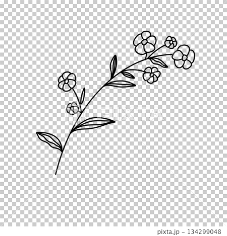 A flower with a stem is drawn in black A flower with a stem is drawn in black 134299048