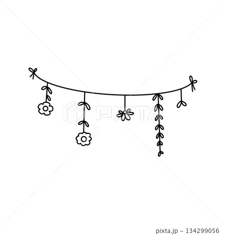 A white background with a black and white drawing of a flower arrangement 134299056