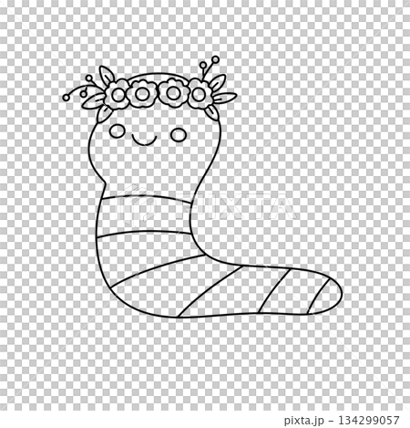 A cartoonish drawing of a flowery head on a snake A cartoonish drawing of a flowery head on a snake 134299057