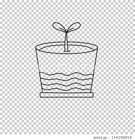 A plant is growing in a pot with water A plant is growing in a pot with water 134299058