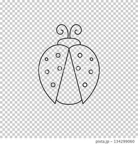 A ladybug is drawn in black and white 134299060