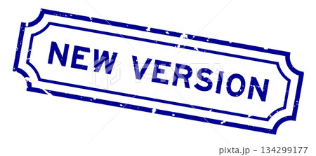 Grunge blue new version word rubber seal stamp on white background 134299177