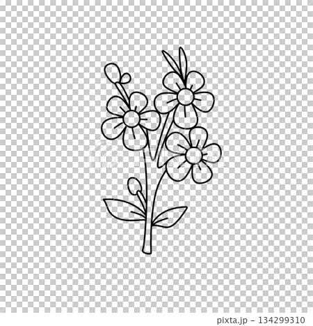A flower drawing with three flowers 134299310