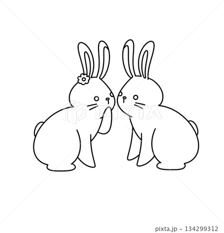 Two rabbits are hugging each other Two rabbits are hugging each other 134299312