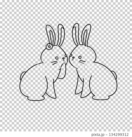 Two rabbits are hugging each other Two rabbits are hugging each other 134299312