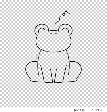 A frog is sitting on a rock and looking up 134299316