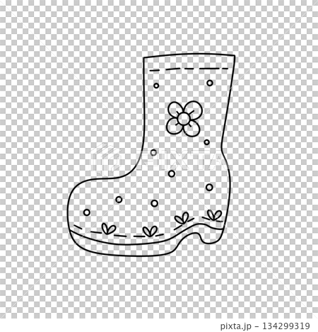 A black and white drawing of a flowery boot A black and white drawing of a flowery boot 134299319