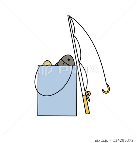 A fishing bag with a fishing pole and a fish in it 134299372