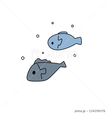 Two cartoon fish swimming in the ocean Two cartoon fish swimming in the ocean 134299376