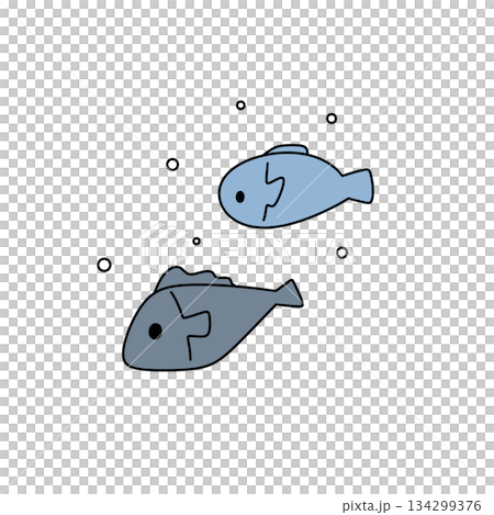 Two cartoon fish swimming in the ocean Two cartoon fish swimming in the ocean 134299376