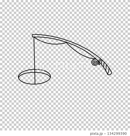 A fishing pole with a hook and a line A fishing pole with a hook and a line 134299390