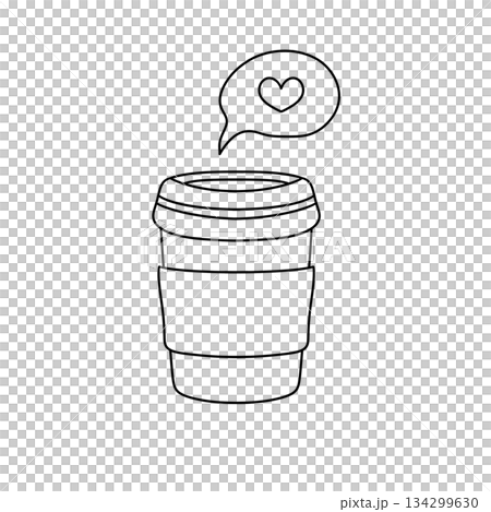 A coffee cup with a heart and a speech bubble saying "I love you" A coffee cup with a heart and a speech bubble saying "I love you" 134299630