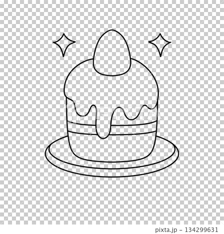 A cake with icing and a strawberry on top A cake with icing and a strawberry on top 134299631