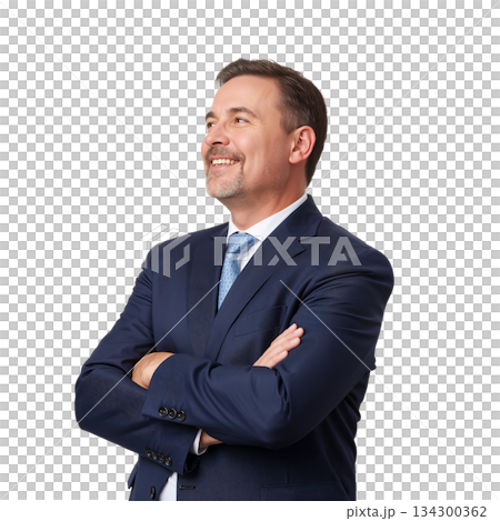 Business Professional in a Suit Smiling Confidently With Arms Crossed 134300362