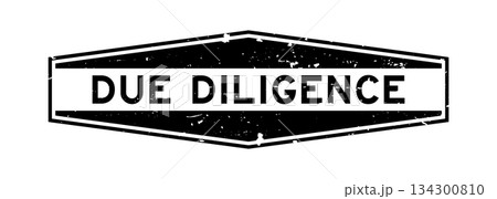 Grunge black due diligence word hexagon rubber seal stamp on white background 134300810