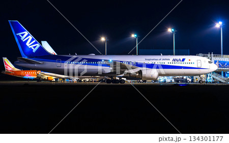 ANA B767夜間タキシング 134301177