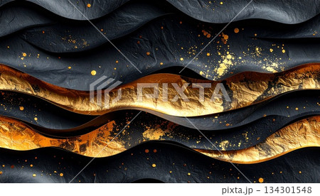 金箔黒和紙背景 金箔黒和紙背景 134301548