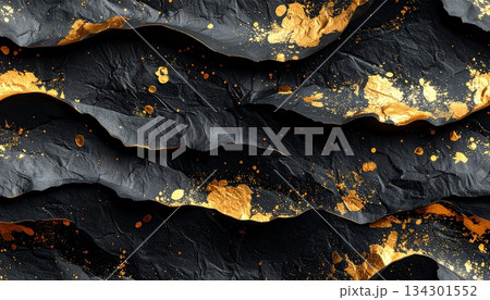 金箔黒和紙背景 金箔黒和紙背景 134301552