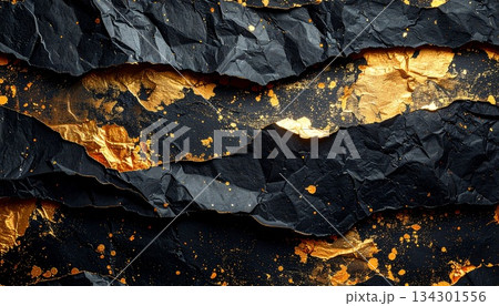 金箔黒和紙背景 金箔黒和紙背景 134301556