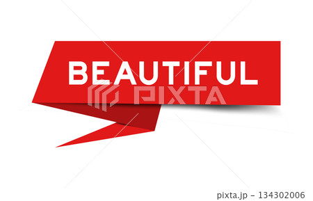 Redcolor speech banner with word beautiful on white background 134302006