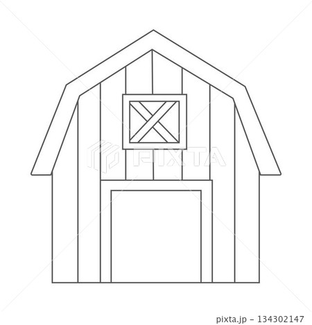 Cute cartoon farm line art outline drawing for coloring book Cute cartoon farm line art outline drawing for coloring book 134302147