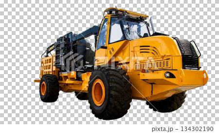 Wood waste chipper and shredder stands alone for collecting wood debris and loading waste. This machine is designed for outdoor use and is effective in large spaces. 134302190