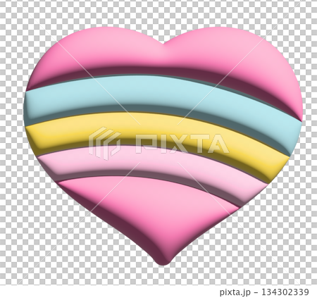 Inflated 3D rainbow heart for Valentine's Day, sticker, merchandise, fabric, decoration, love icon, campaign badge, sign, symbol, women empowerment, girl power, pin, cute patch, brooch, Pride Month Inflated 3D rainbow heart for Valentine's Day, sticker, merchandise, fabric, decoration, love icon, campaign badge, sign, symbol, women empowerment, girl power, pin, cute patch, brooch, Pride Month 134302339