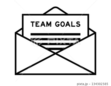 Envelope and letter sign with word team goals as the headline 134302385