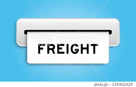 White coupon banner with word freight from machine on blue color background White coupon banner with word freight from machine on blue color background 134302429