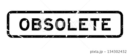 Grunge black obsolete word square rubber seal stamp on white background Grunge black obsolete word square rubber seal stamp on white background 134302432