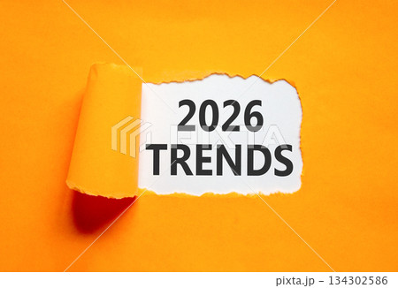 2026 Trends new year symbol. Concept words 2026 Trends on beautiful white paper. Beautiful orange paper background. Business and 2026 Trends new year concept. Copy space. 2026 Trends new year symbol. Concept words 2026 Trends on beautiful white paper. Beautiful orange paper background. Business and 2026 Trends new year concept. Copy space. 134302586