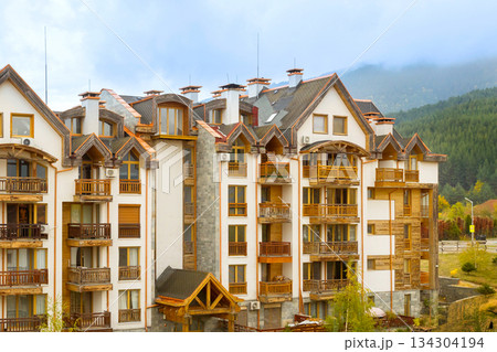 Bansko, Bulgaria houses and Pirin mountains 134304194