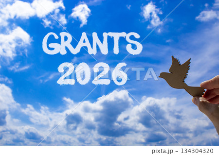 Grants 2026 symbol. Concept words Grants 2026 on beautiful blue sky. Beautiful blue sky background. Businessman's hand holds wooden bird. Business and grants 2026 concept. Copy space. Grants 2026 symbol. Concept words Grants 2026 on beautiful blue sky. Beautiful blue sky background. Businessman's hand holds wooden bird. Business and grants 2026 concept. Copy space. 134304320