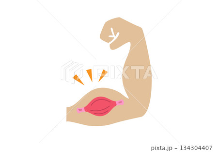 筋肉が見えるガッツポーズ 134304407