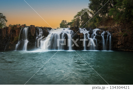 Beautiful Tad Hang waterfall in Tad Lo village. 134304421