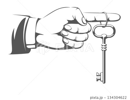Hand with key on pointing fingerのイラスト素材 [134304622] - PIXTA