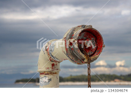 Detail of a pipe on the boat, Greece 134304674