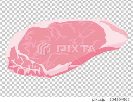 とんかつに使う豚肉のイラスト 134304962
