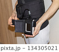 Patient wearing recording device of capsule endoscopy procedure 134305021