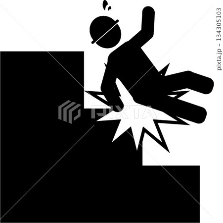 ピクトグラムの階段で転倒する人 134305103