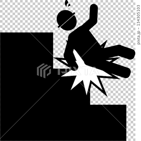 ピクトグラムの階段で転倒する人 134305103