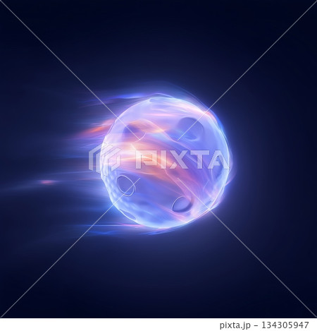 Floorball ball banner with dynamic colorful energetic light trails. Floorball wallpaper Floorball ball banner with dynamic colorful energetic light trails. Floorball wallpaper 134305947