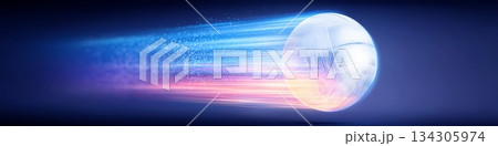 Volleyball banner with dynamic colorful energetic light trails. Volleyball ball wallpaper Volleyball banner with dynamic colorful energetic light trails. Volleyball ball wallpaper 134305974