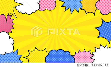 ポップアート風アメコミ吹き出し背景 134307013