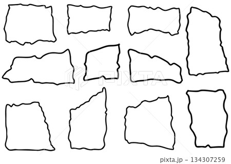 破れた紙を表現した線画フレームベクターイラスト 破れた紙を表現した線画フレームベクターイラスト 134307259