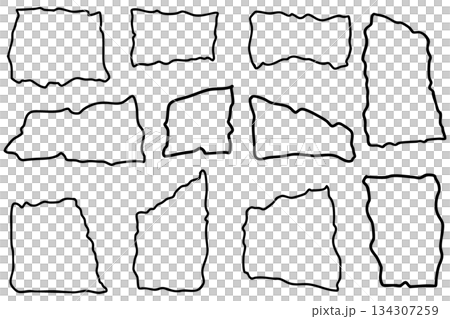 破れた紙を表現した線画フレームベクターイラスト 破れた紙を表現した線画フレームベクターイラスト 134307259