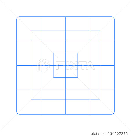 Guide, sizing for application logo design. App icon size flat template. Blank, blue minimalist grid for web, mobile system app. Icon simple grid layout isolated on a white background. 134307273